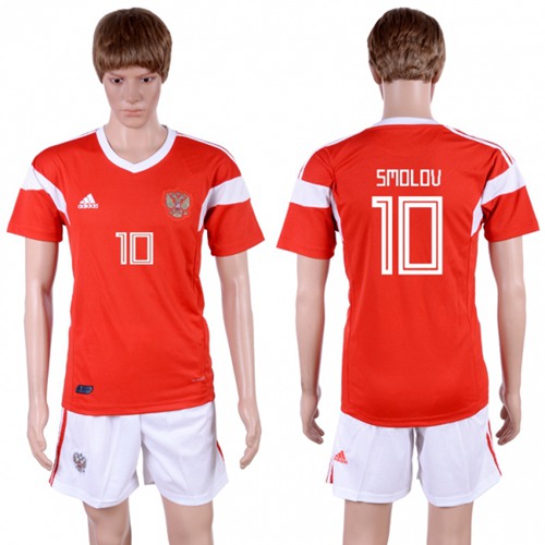 Russia #10 Smolov Home Soccer Country Jersey